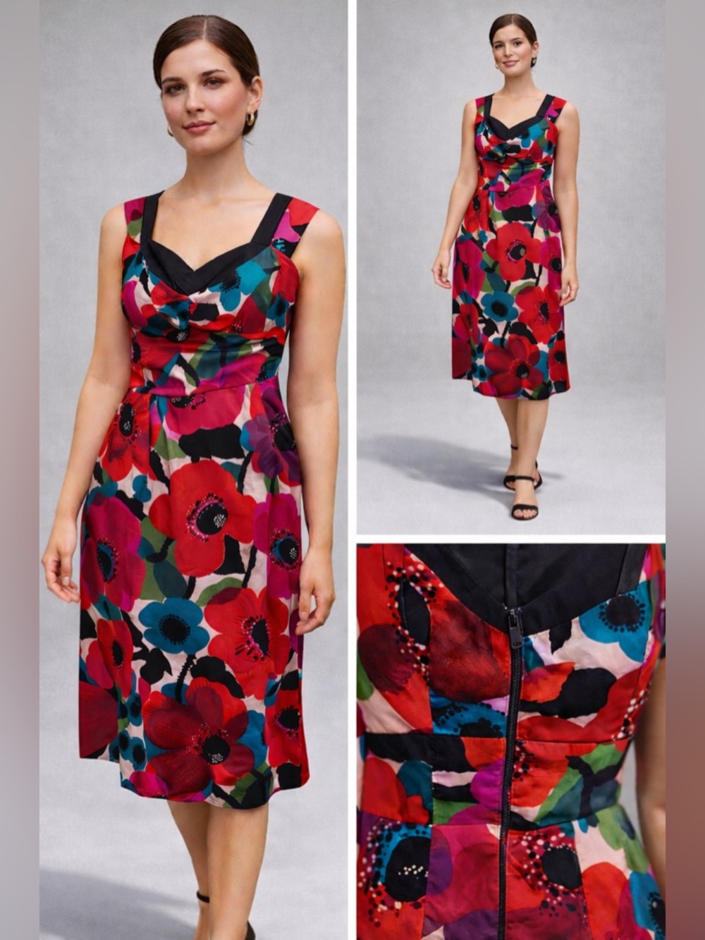 Nanette Lepore Silk Floral Dress 0 Bold Print Fit Flare Retro Garden Party USA